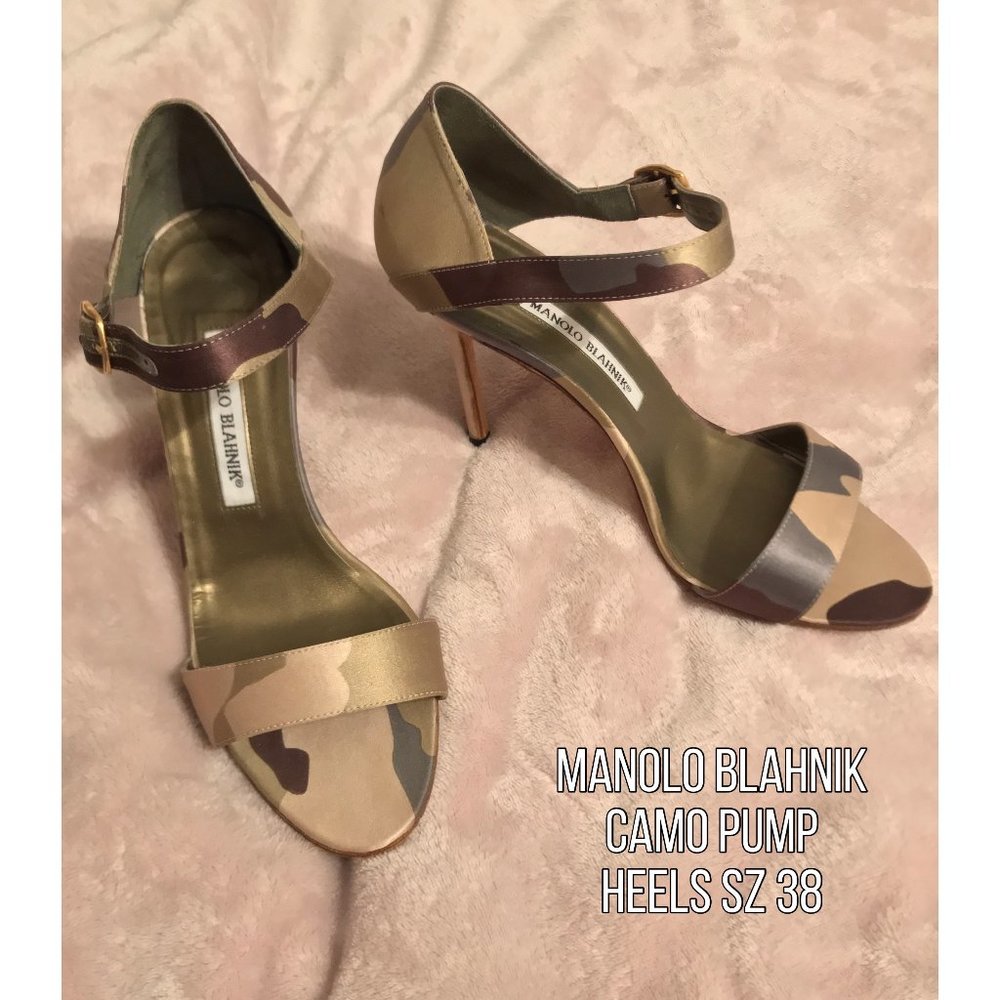 GREEN/BROWN MANOLO BLAHNIK PUMP HEELS SZ 38